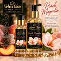 Velvet Glow Body Co. Peach Magnolia luxury body oil in 2 oz and 4 oz bottles